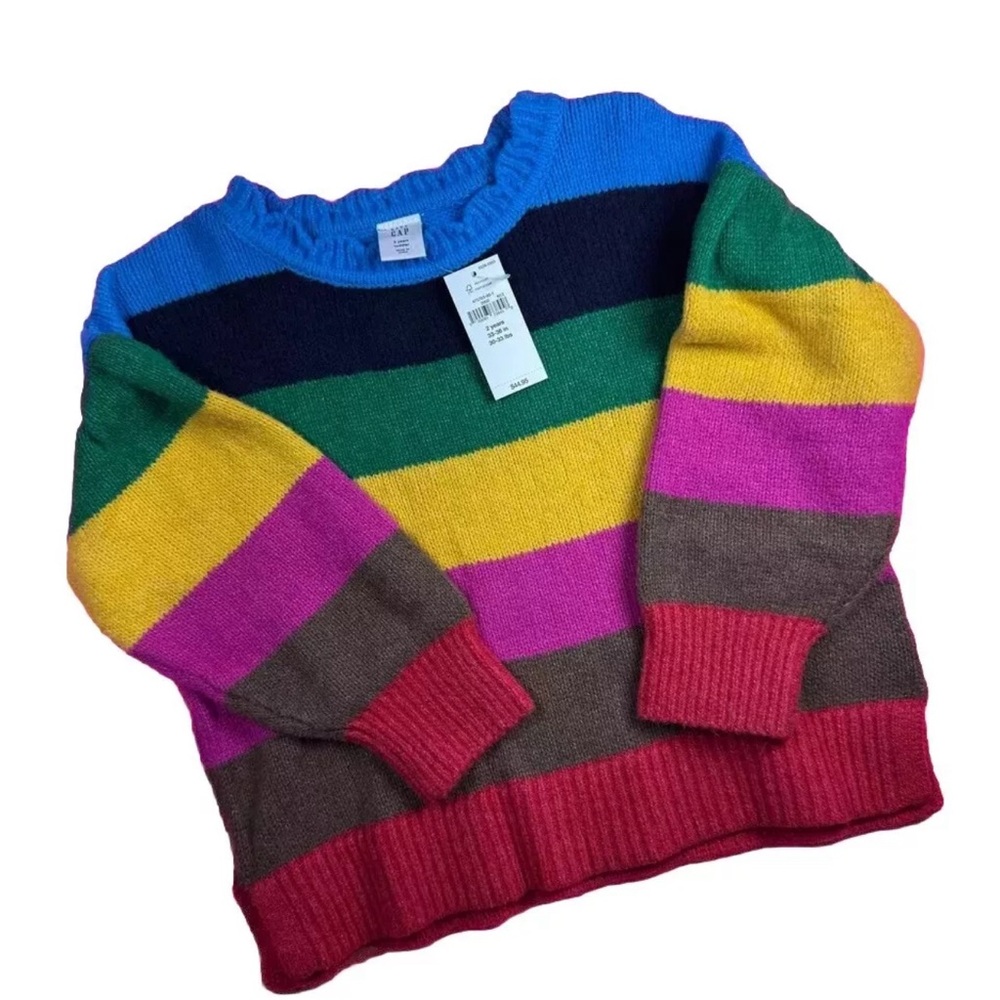 NWT baby/toddler Baby Gap happy stripe sweater in rainbow stripe